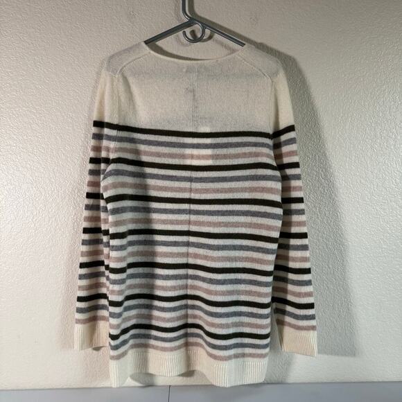 NWT 41 Hawthorn 100% Cashmere stripped Scoop Neck Sweater Shirt Old Money 1X - Picture 2 of 8